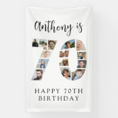 Nummer 70 Foto Co|lage 70ste verjaardagsfeest Spandoek (Verticaal)
