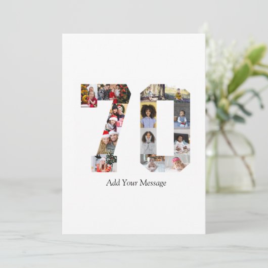 Nummer 70 Fotocollage Bedankkaart (Staand voorkant)