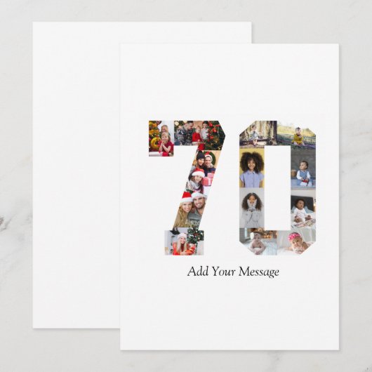 Nummer 70 Fotocollage Bedankkaart (Voorkant / Achterkant)