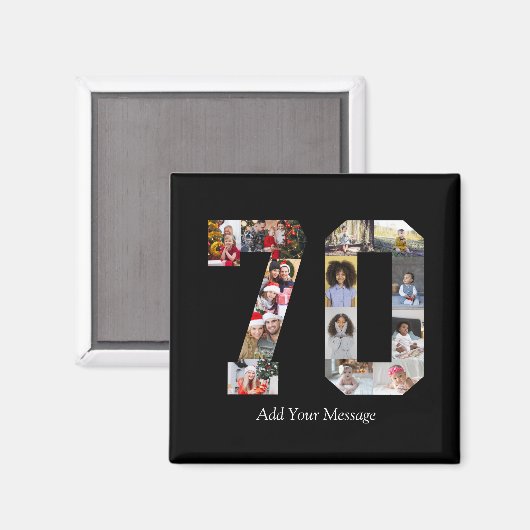 Nummer 70 Fotocollage Magneet (Voorkant / Achterkant)