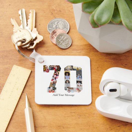 Nummer 70 Fotocollage Sleutelhanger (Bureau)