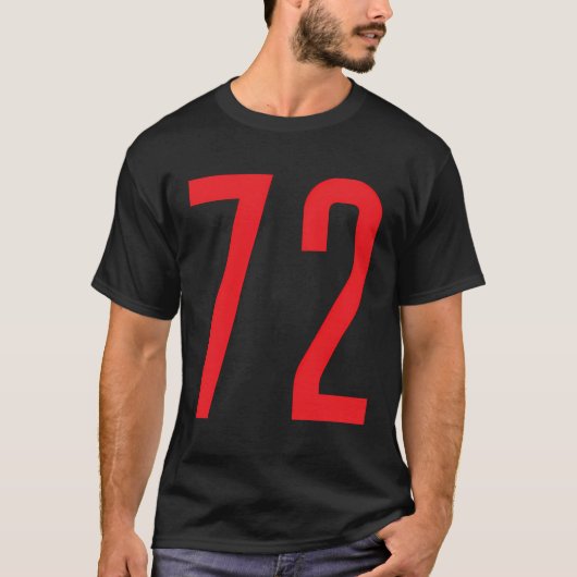 Nummer 72 rode sport fan jersey nummer t-shirt (Voorkant)