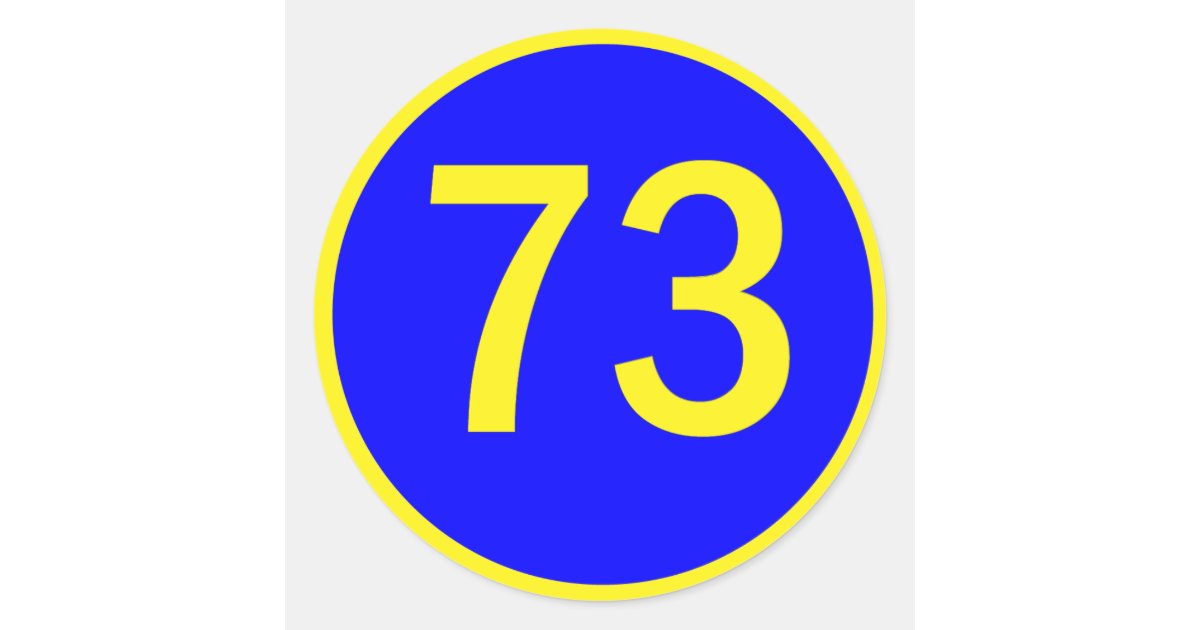 nummer 73 in een cirkel ronde sticker | Zazzle.nl