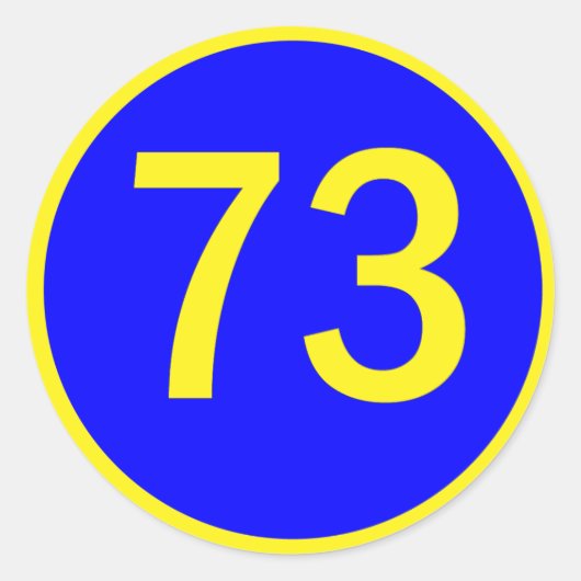nummer 73 in een cirkel ronde sticker (Voorkant)