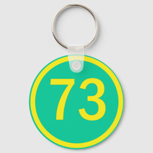 nummer 73 in een cirkel sleutelhanger