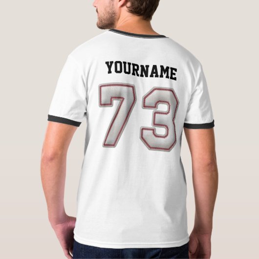 Nummer 73 met Cool Baseball Stitches Kijk T-shirt (Achterkant)