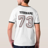 Nummer 73 met Cool Baseball Stitches Kijk T-shirt (Achterkant volledig)
