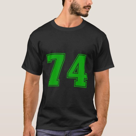 Nummer 74 Groene Sport Fan Jersey Nummer T-shirt (Voorkant)