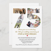 Nummer 75 Aangepaste foto bruiloft Jubileum Kaart (Voorkant / Achterkant)