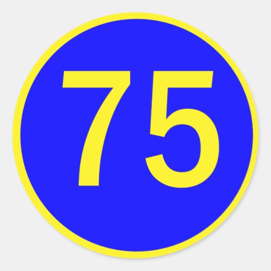 nummer 75 in een cirkel ronde sticker (Voorkant)