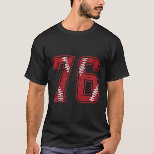 Nummer 76 Noodlijdende Baseball Jersey Nummer T-shirt (Voorkant)
