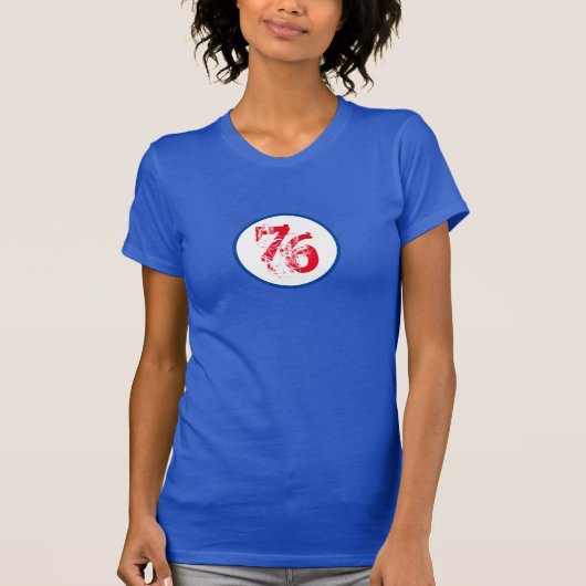 nummer - 76 Rood wit en blauw VS T-shirt (Voorkant)