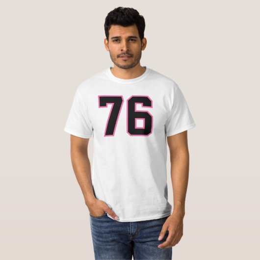 Nummer #76 Sports Jersey Pink Black Lucky No. T-shirt (Voorkant volledig)