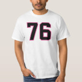 Nummer #76 Sports Jersey Pink Black Lucky No. T-shirt (Voorkant)