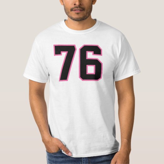 Nummer #76 Sports Jersey Pink Black Lucky No. T-shirt (Voorkant)