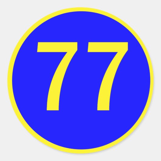 nummer 77 in een cirkel ronde sticker (Voorkant)