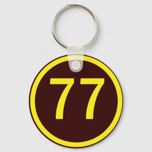 nummer 77 in een cirkel sleutelhanger
