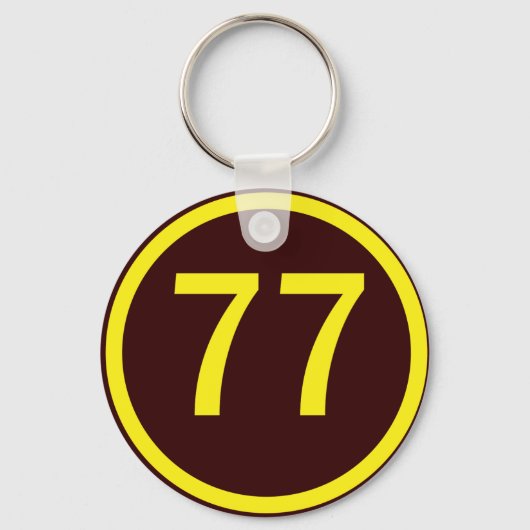nummer 77 in een cirkel sleutelhanger (Voorkant)