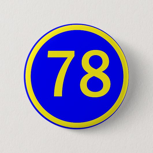 Nummer 78, in een cirkel ronde button 5,7 cm (Voorkant)