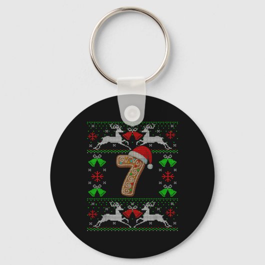 Nummer 7 67 Meme Grappige Lelijke Kersttrui Sleutelhanger (Voorkant)