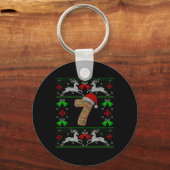Nummer 7 67 Meme Grappige Lelijke Kersttrui Sleutelhanger (Voorkant)
