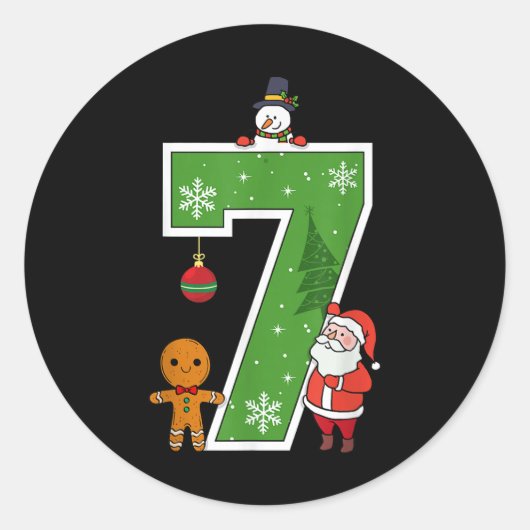 Nummer 7 67 Meme Koppel Pyjama Kerst Matchende Ronde Sticker (Voorkant)