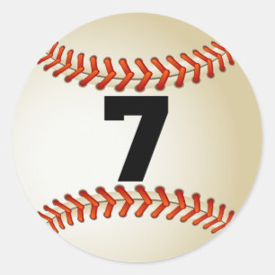 Nummer 7 Baseball Ronde Sticker