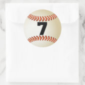 Nummer 7 Baseball Ronde Sticker (Tas)