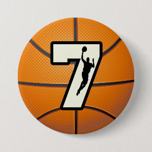 Nummer 7 Basketball en Player Ronde Button 7,6 Cm