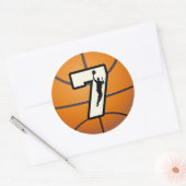 Nummer 7 Basketball en Player Ronde Sticker (Envelop)