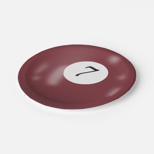 Nummer 7 biljartbal papieren bordje (Gekanteld)