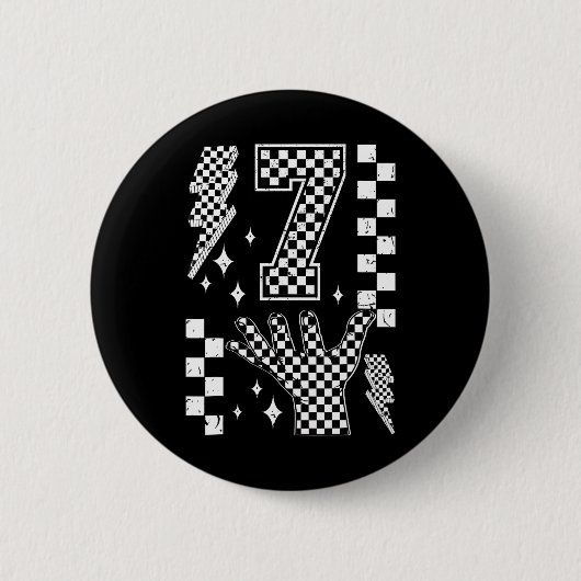 Nummer 7 Gerelateerd 67 Meme Geruite Kostuum Kinde Ronde Button 5,7 Cm (Voorkant)