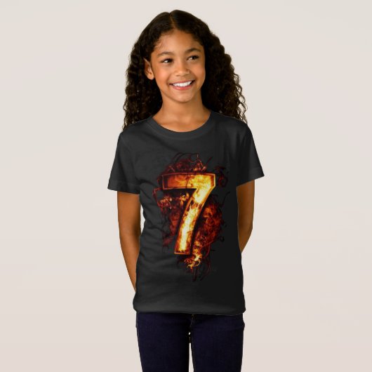 Nummer 7 Graphic Arts in Fire Flame T-shirt (Voorkant volledig)