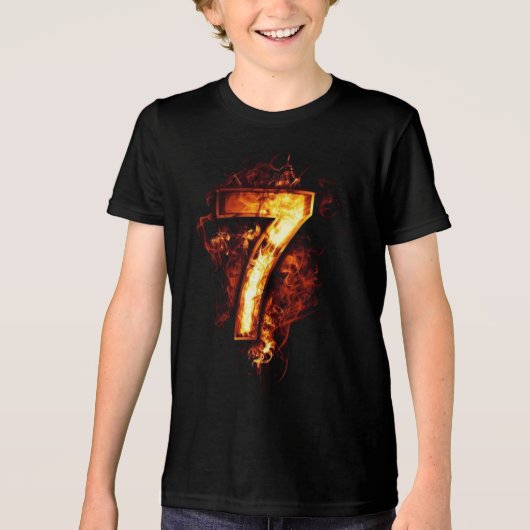 Nummer 7 Graphics Arts in Fire Flame Tri-Blend Shirt (Voorkant)