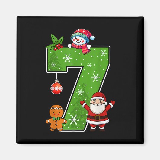Nummer 7 Grappig 67 Meme Koppel Pyjama Kerstmis Ma Magneet (Voorkant)