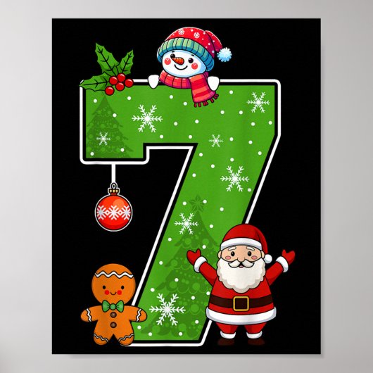 Nummer 7 Grappig 67 Meme Koppel Pyjama Kerstmis Ma Poster (Voorkant)