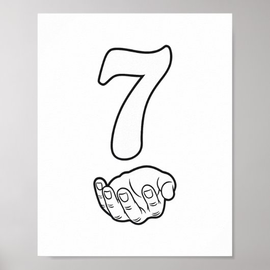 Nummer 7 Grappig 67 Zes Zeven Meme Handen Koppel M Poster (Voorkant)