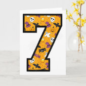 Nummer 7 Grappige Meme Zin 6 7 Zes Zeven Halloween Kaart (Gele Bloem)