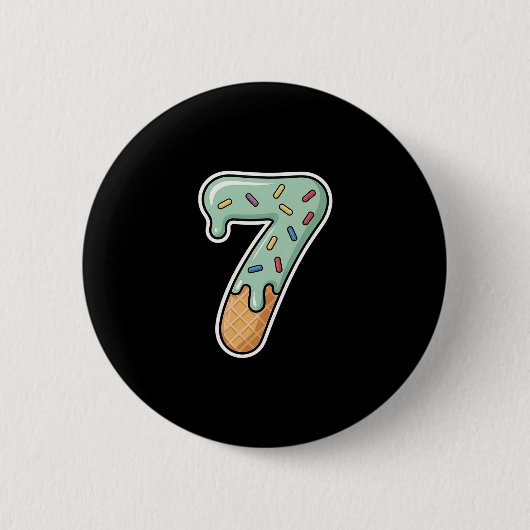 Nummer 7 Ijsdruppel Zes Zeven 67 Meme 7e Verjaarda Ronde Button 5,7 Cm (Voorkant)