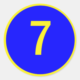 nummer 7 in een cirkel ronde sticker