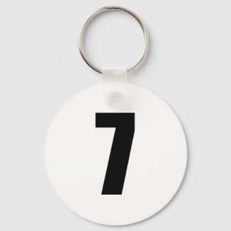 nummer 7 in zwart op witte sleutelhanger