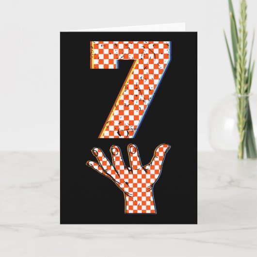 Nummer 7 Matching 67 Meme Geruite Halloween Kostuu Kaart (Voorkant)