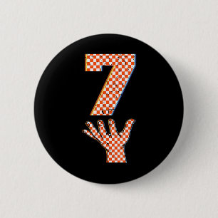 Nummer 7 Matching 67 Meme Geruite Halloween Kostuu Ronde Button 5,7 Cm