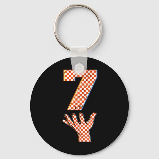 Nummer 7 Matching 67 Meme Geruite Halloween Kostuu Sleutelhanger (Voorkant)