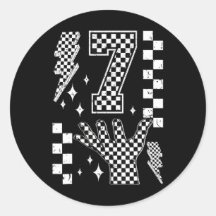Nummer 7 Matching 67 Meme Geruite Kostuum Kinderen Ronde Sticker