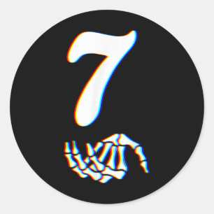 Nummer 7 Matching 67 Meme Skelet Hand Halloween Ronde Sticker