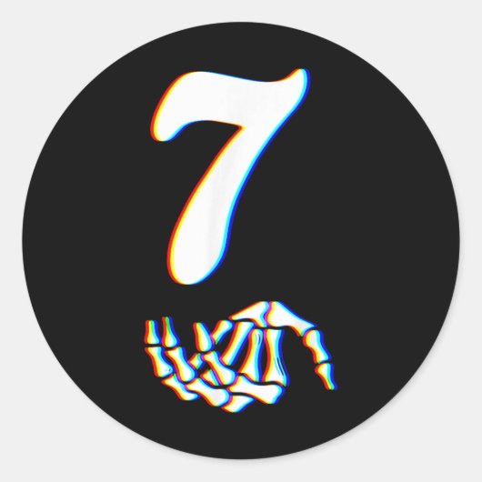 Nummer 7 Matching 67 Meme Skelet Hand Halloween Ronde Sticker (Voorkant)