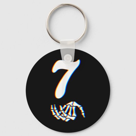 Nummer 7 Matching 67 Meme Skelet Hand Halloween Sleutelhanger (Voorkant)