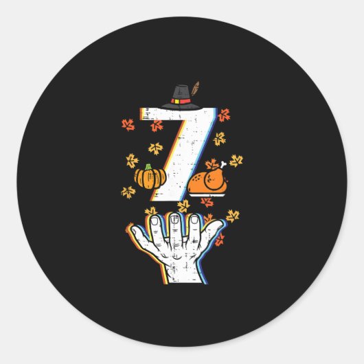 Nummer 7 Matching 67 Meme Thanksgiving 6 7 Mannen  Ronde Sticker (Voorkant)