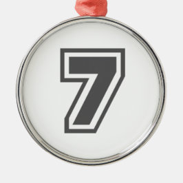 Nummer 7 metalen ornament